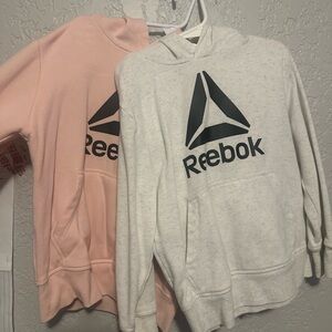 Reebok Pink and White Logo Hoodies